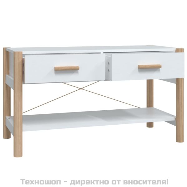 ТВ шкаф, бял, 82x38x45 см, инженерно дърво