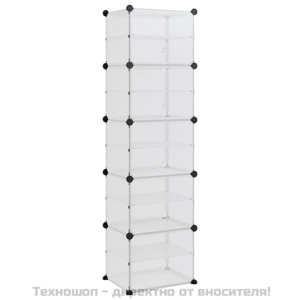 Етажерка за обувки, прозрачна, 44x31,5x153,5 см, PP