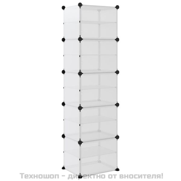 Етажерка за обувки, прозрачна, 44x31,5x153,5 см, PP