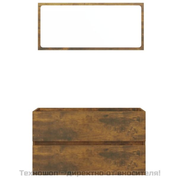 Комплект мебели за баня от 2 части, опушен дъб, инженерно дърво