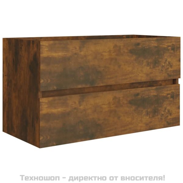 Комплект мебели за баня от 2 части, опушен дъб, инженерно дърво