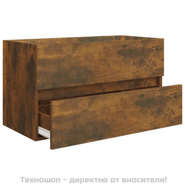 Комплект мебели за баня от 2 части, опушен дъб, инженерно дърво