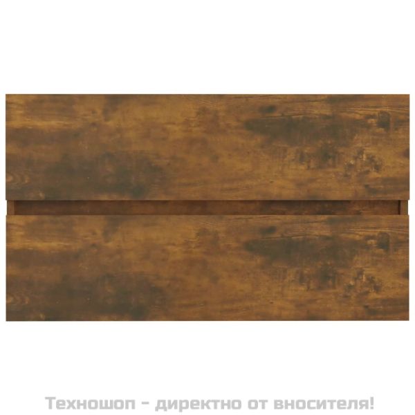 Комплект мебели за баня от 2 части, опушен дъб, инженерно дърво