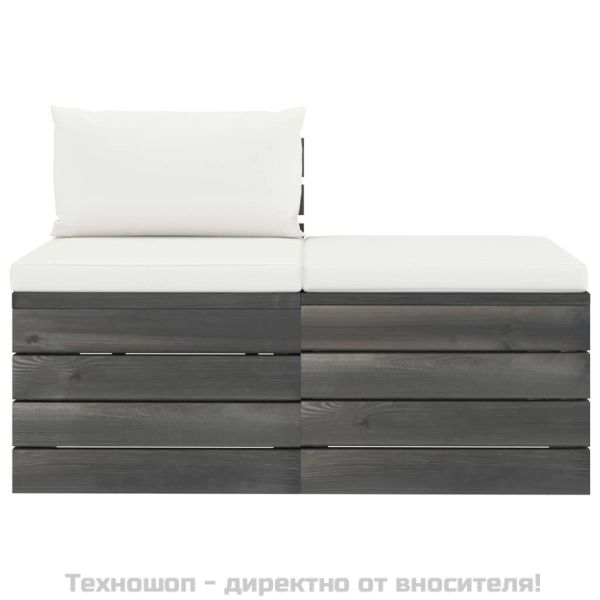 Градински мебели от палети 2 части с възглавници бор масив