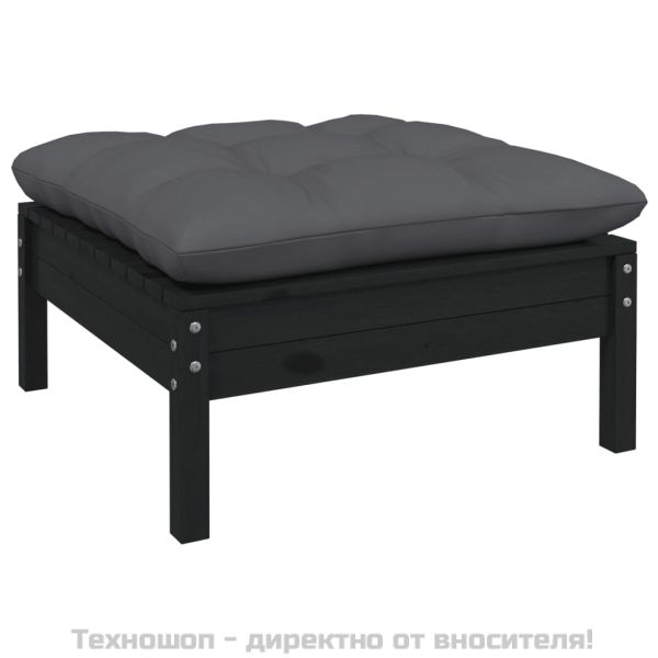 Градински лаундж комплект с възглавници, 7 части, бор масив