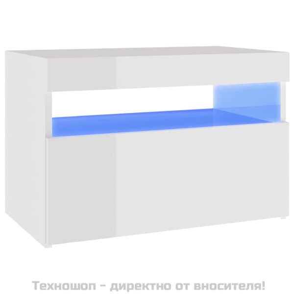 ТВ шкафове с LED осветление 2 бр бял гланц 60x35x40 см