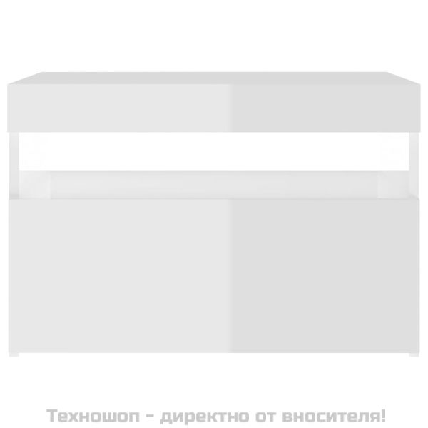 ТВ шкафове с LED осветление 2 бр бял гланц 60x35x40 см