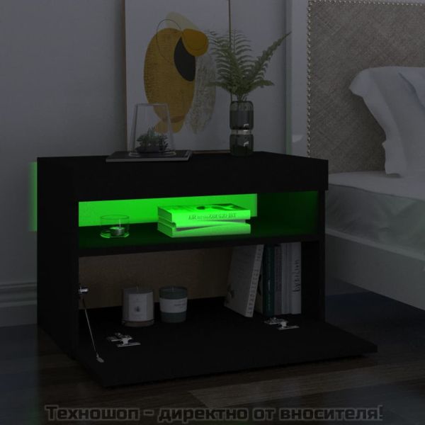 ТВ шкафове с LED осветление 2 бр черни 60x35x40 см