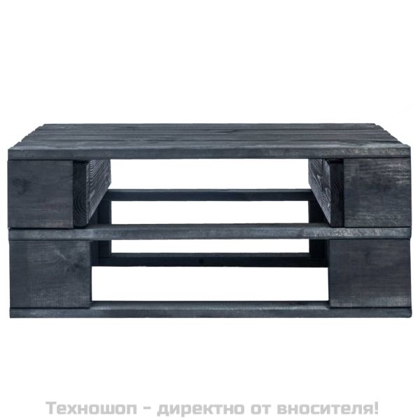 Градинска палетна табуретка, дърво, черна