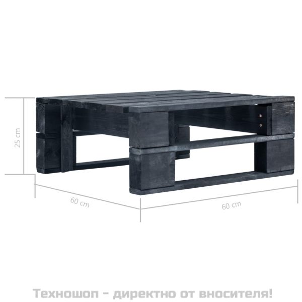 Градинска палетна табуретка, дърво, черна