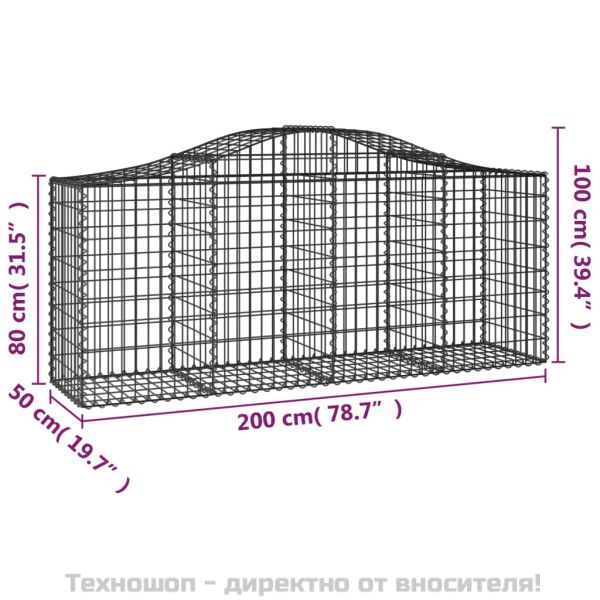 Габионни кошници арка 4 бр 200x50x80/100 см поцинковано желязо