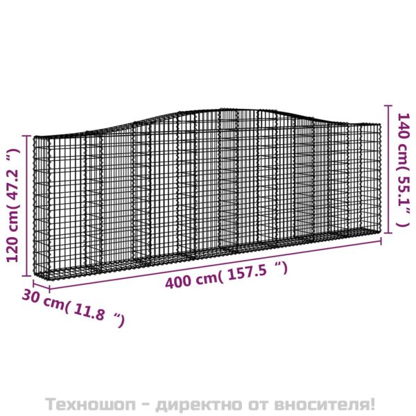 Габионни кошници арка 2 бр 400x30x120/140см поцинковано желязо