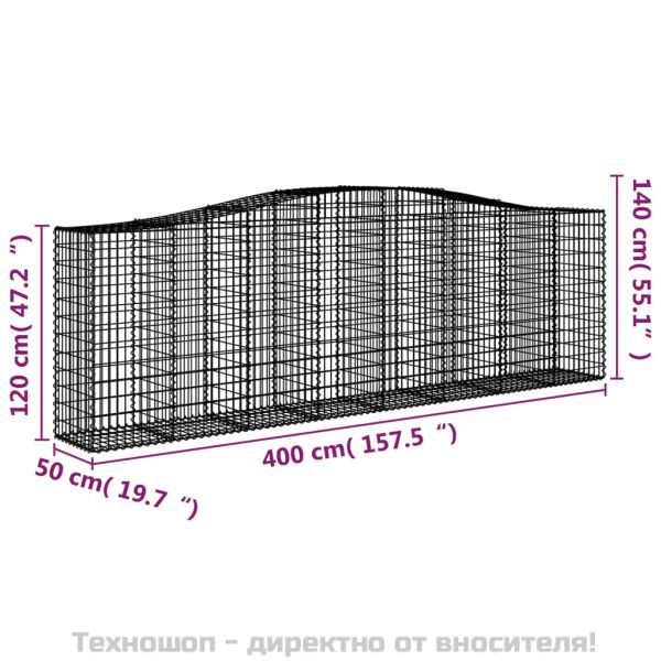 Габионни кошници арка 2 бр 400x50x120/140см поцинковано желязо