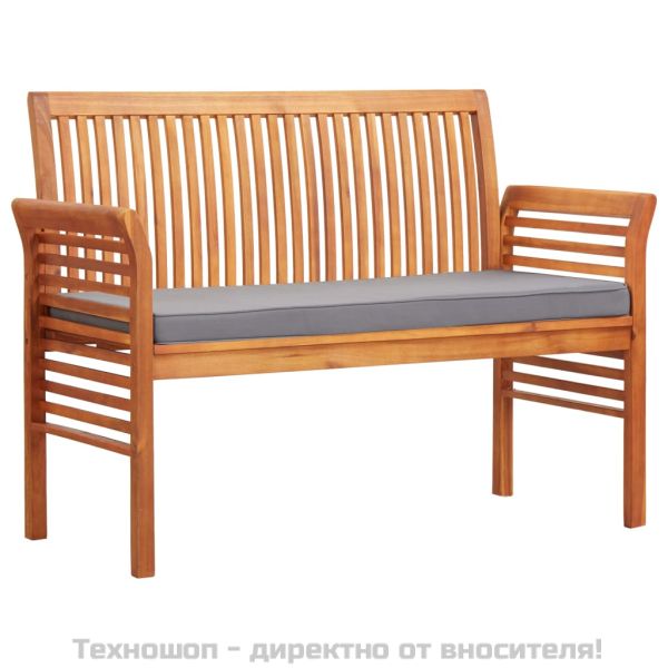 Градински трапезен комплект 3 части с възглавници акация масив