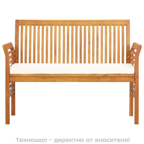 Градински трапезен комплект 3 части с възглавници акация масив