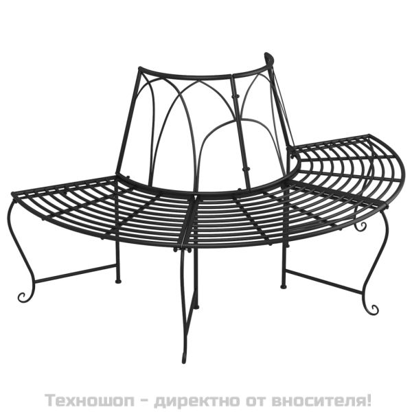 Пейка за около дърво полукръг, Ø159 см, черна, стомана