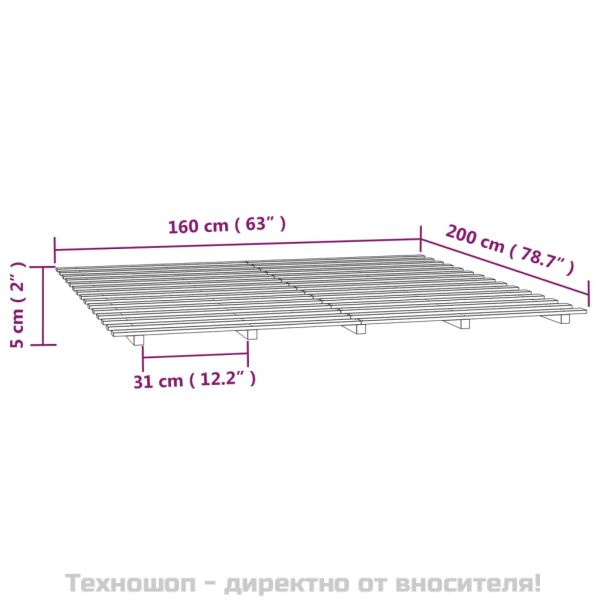Рамка за легло, бяла, 160х200 см, бор масив
