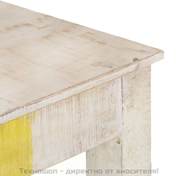 Конзолна маса, бяла, 115x35x77 cм, грубо мангово дърво