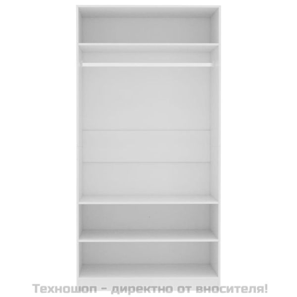 Гардероб, бял, 100x50x200 см, инженерно дърво