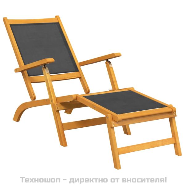 Външни шезлонги 2 бр акациево дърво масив и текстил