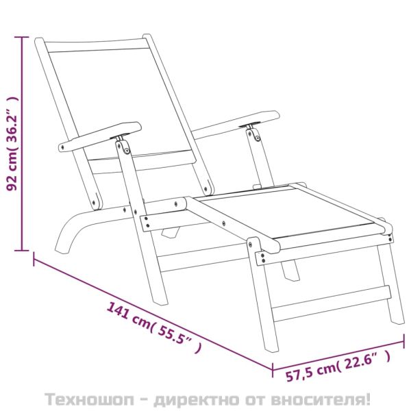 Външни шезлонги 2 бр акациево дърво масив и текстил