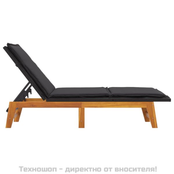 Шезлонги с шалте, полиратан и акациево дърво масив