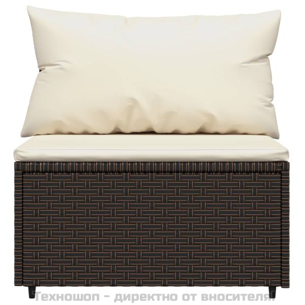 Градински средни дивани с възглавници, 2 бр, кафяви, полиратан