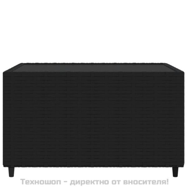 Квадратна градинска масичка за кафе черна 50x50x30 см полиратан