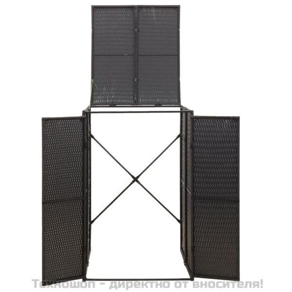 Единичен навес за кофа за смет, черен, 70x80x117 см, полиратан