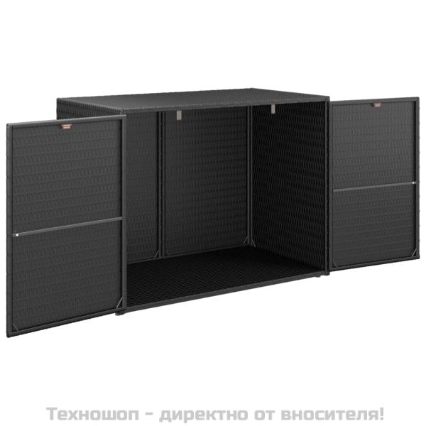 Градински шкаф за съхранение, черен, 100x55,5x80 см, полиратан