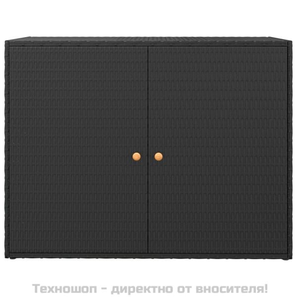 Градински шкаф за съхранение, черен, 100x55,5x80 см, полиратан