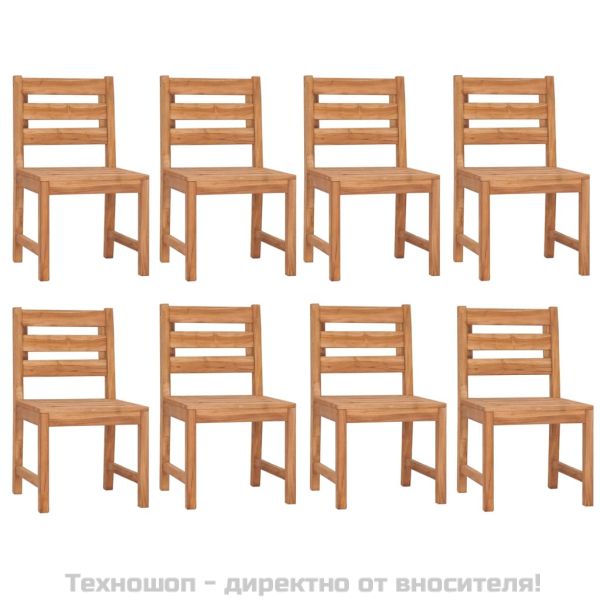 Градински трапезен комплект, 9 части, тиково дърво масив