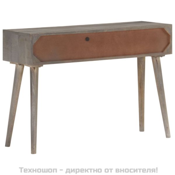 Конзолна маса, сива, 110x35x75 cм, грубо мангово дърво масив