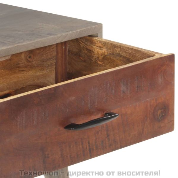 Конзолна маса, сива, 110x35x75 cм, грубо мангово дърво масив