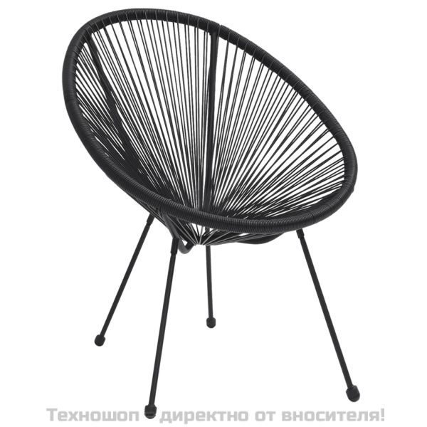 Градински столове луна, 2 бр, ратан, черни