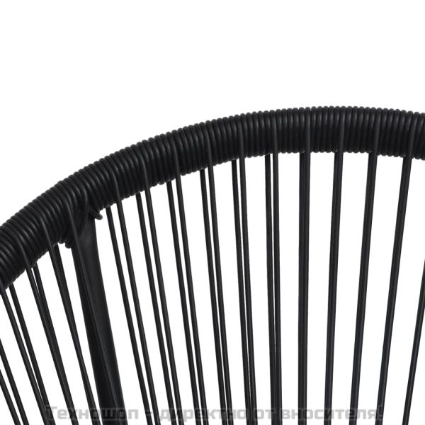 Градински столове луна, 2 бр, ратан, черни