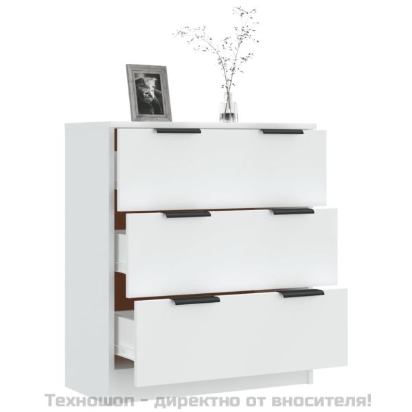 Сайдборд, бял, 60x30x70 см, инженерно дърво