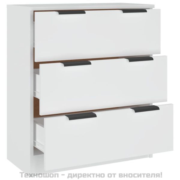 Сайдборд, бял, 60x30x70 см, инженерно дърво