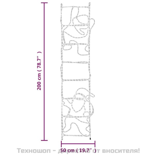 Сгъваема фигура Дядо Коледа върху стълба с 552 LED 50x200 см