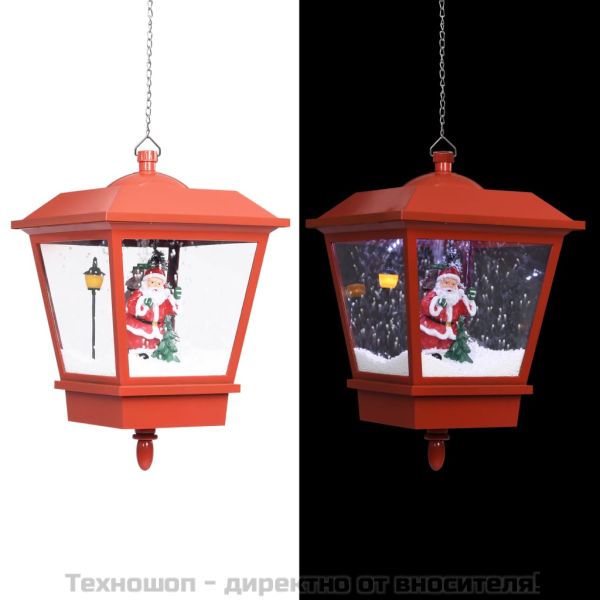 Коледна висяща LED лампа с Дядо Коледа, червена, 27x27x45 см