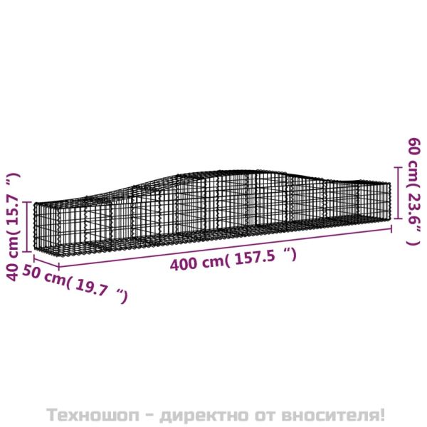 Габионни кошници арка 25 бр 400x50x40/60 см поцинковано желязо
