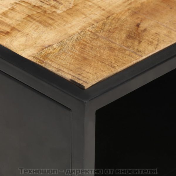 Кафе маса с резбована врата, 90x55x36 см, грубо мангово дърво