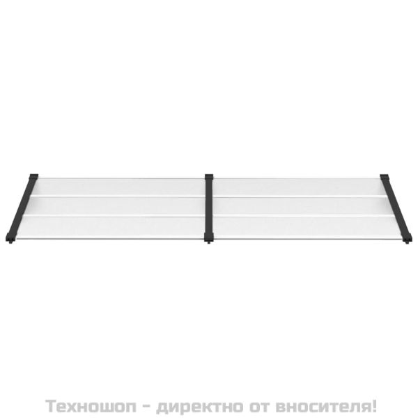 Навес за врата, черно и прозрачно, 239x90 см, поликарбонат