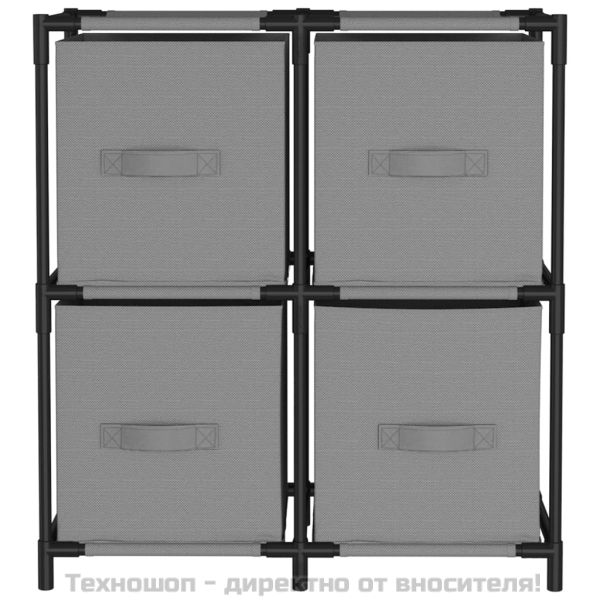 Шкаф за съхранение 4 текстилни кошници сив 63x30x71 см стомана