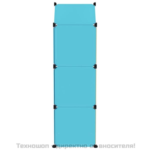 Детски кубичен шкаф за съхранение с 8 куба, син, PP