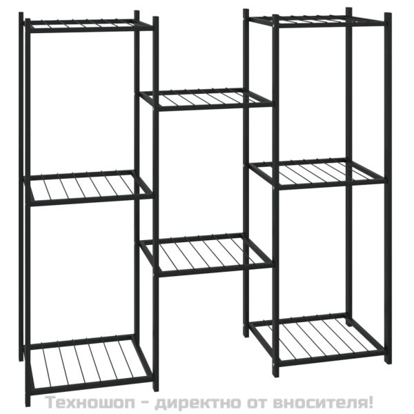 Стойка за цветя, 83x25x80 см, черна, желязо
