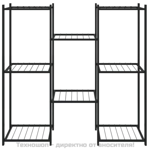 Стойка за цветя, 83x25x80 см, черна, желязо
