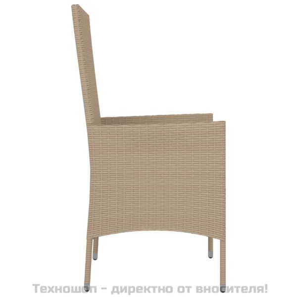 Градински столове с възглавници, 4 бр, полиратан, бежови