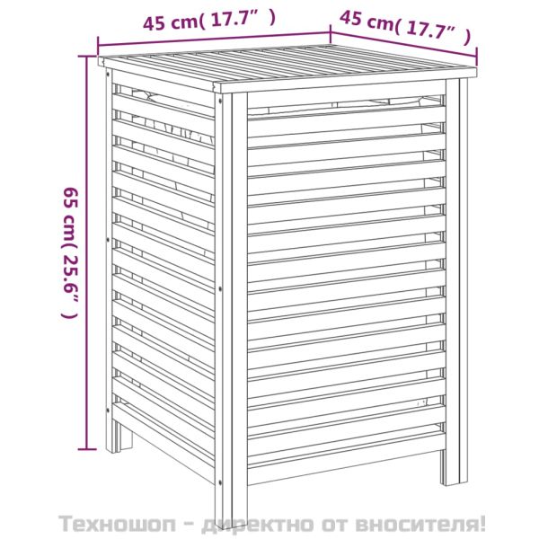 Кош за пране 45x45x65 см масивна орехова дървесина