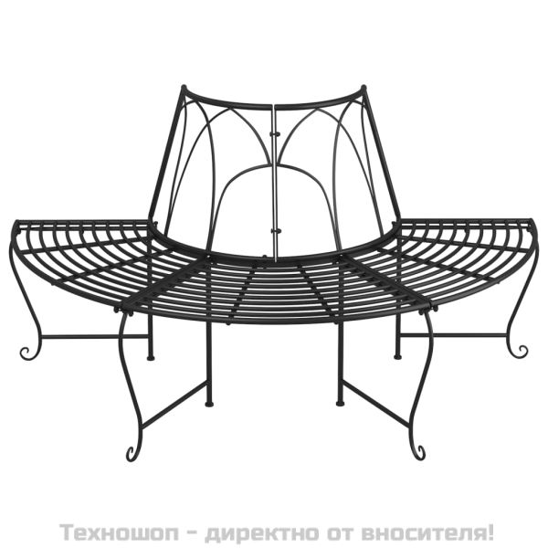 Пейка за около дърво полукръг, Ø159 см, черна, стомана